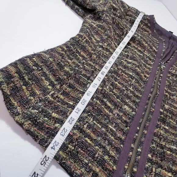 Lafayette New York 148 Academia Wool Blend Tweed Blazer Front Zipper - Picture 6 of 12